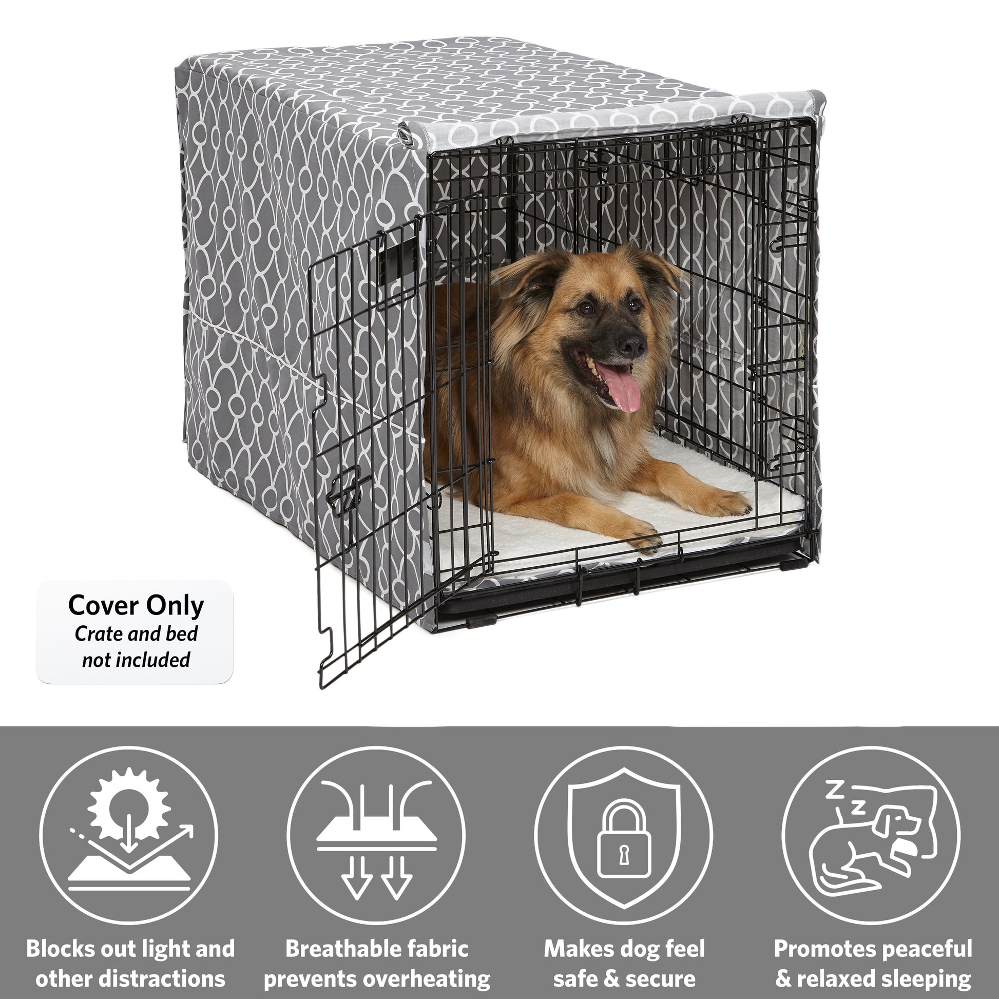 Midwest Homes for Pet Dog Crate Cover, Gray Geometric Pattern, 36"