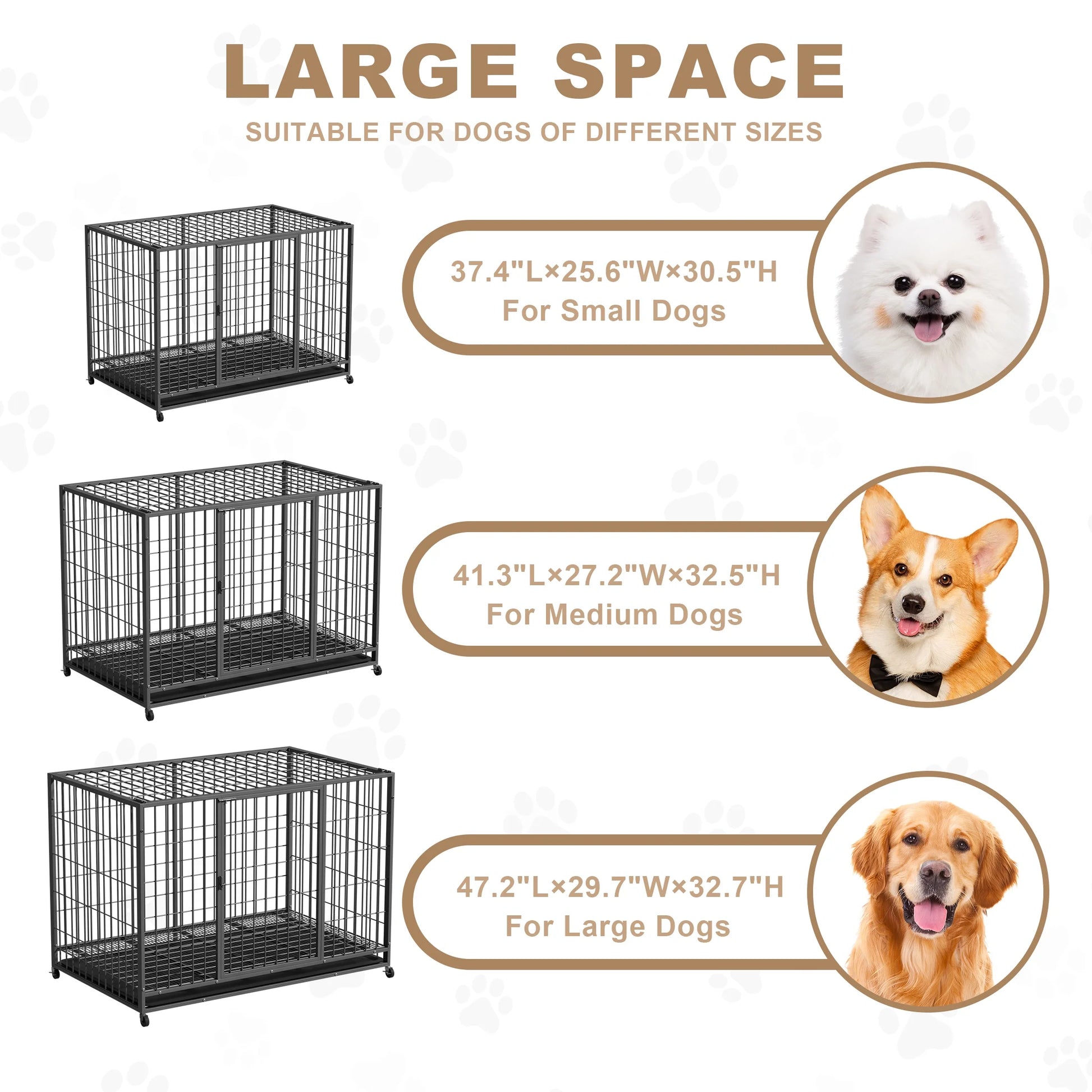 48 Inch Heavy Duty Metal Dog Crate for Large Dogs with Removabletray, Double Door, Extra Large Dog Kennel for Yard Indoor Outdoor