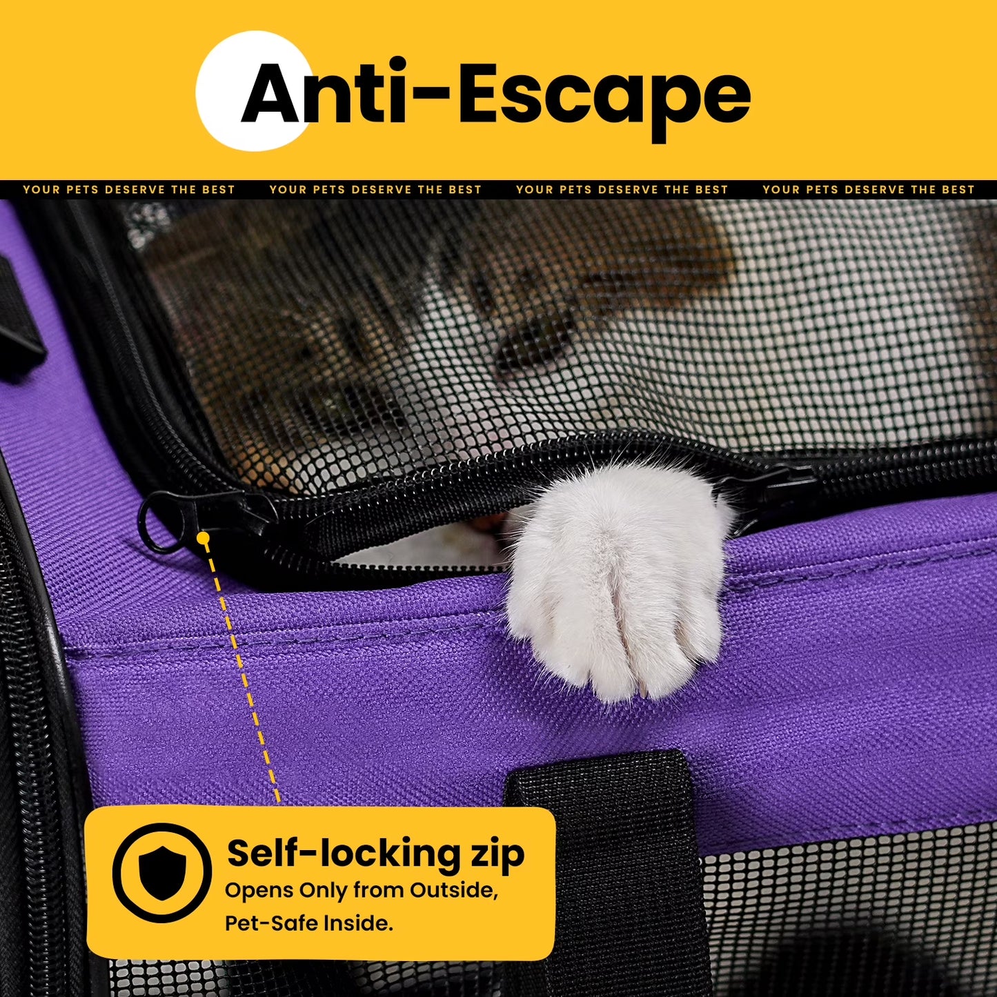 Conlun Cat Carrier,Soft-Sided Cat Carriers with 4-Sided Mesh,Airline Approved Pet Transport Carrier,Collapsible Cat Travel Carrier-Purple