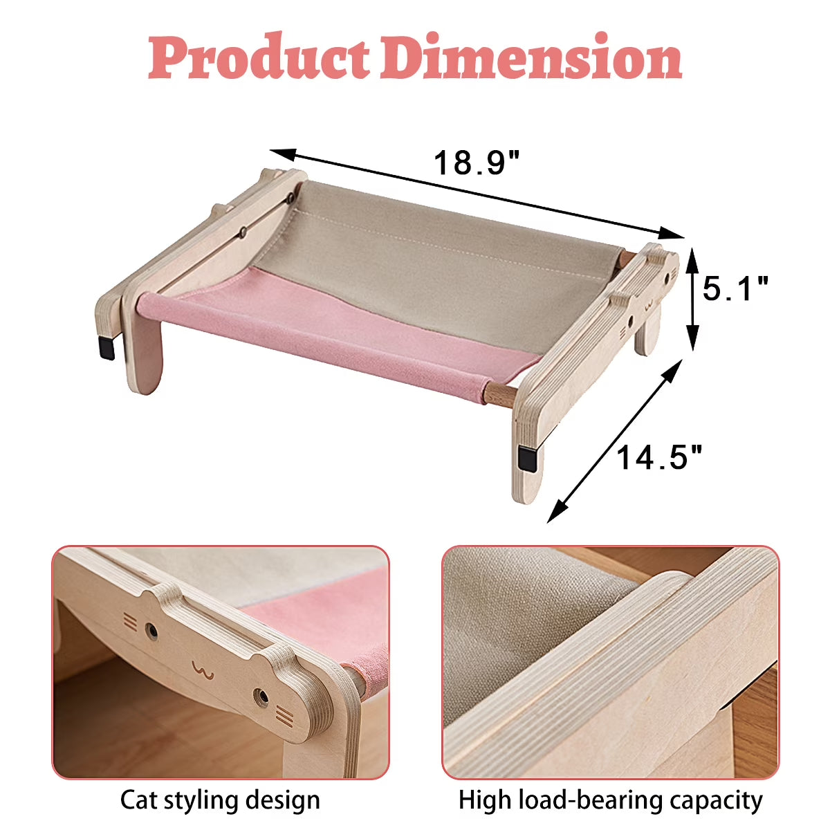 Cat Window Perch for Indoor, Cat Window Hammock Window Perch, Safety Cat Shelves Space Saving Window Mounted Cat Seat (Pink)