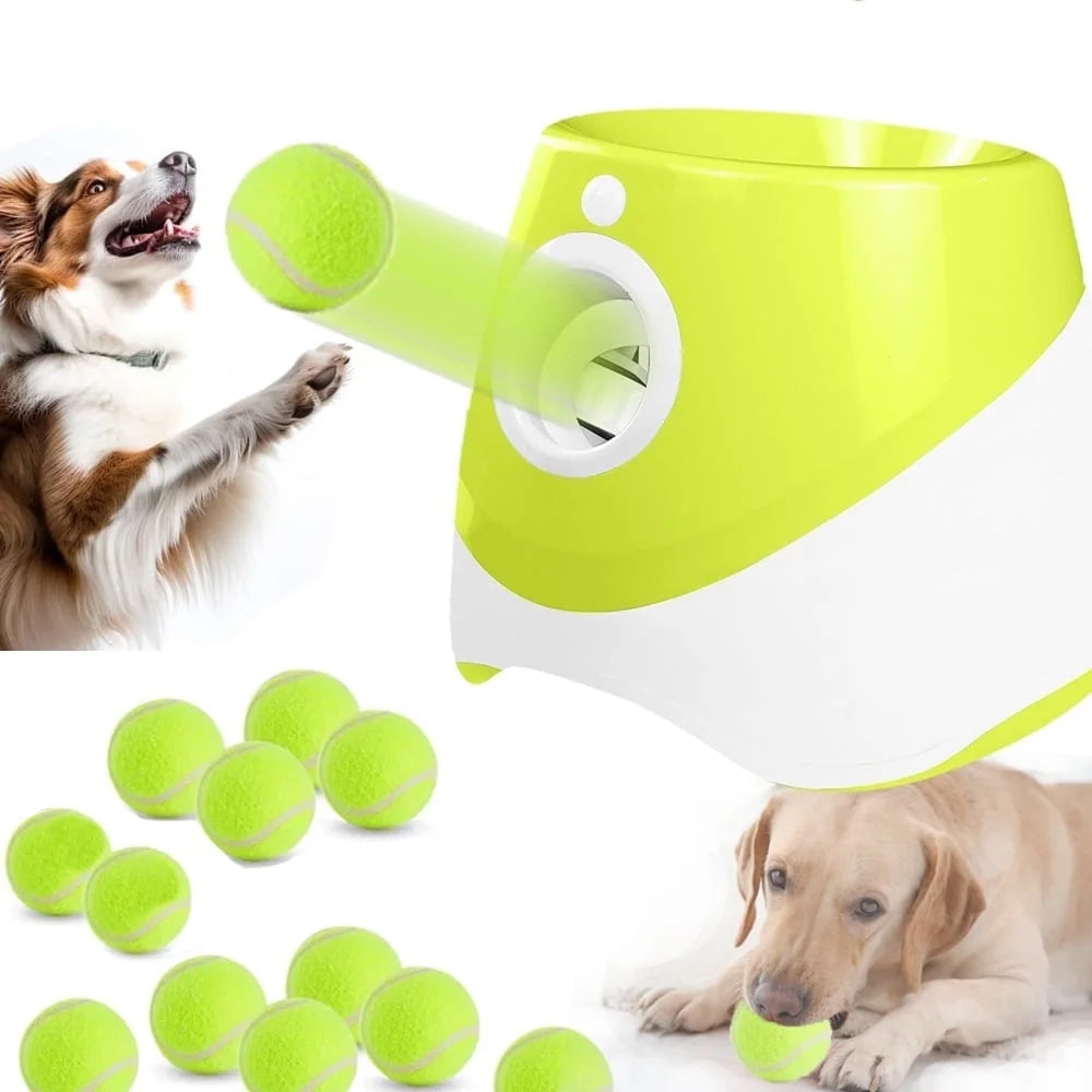 Ball Thrower for Dogs,Interactive Dog Fetch Machine,Automatic Ball Launcher for Dogs with 12 Tennis Balls,Dog Ball Thrower Machine with 10-30Ft 3 Launching Distance,For Small Dogs Indoor & Outdoor