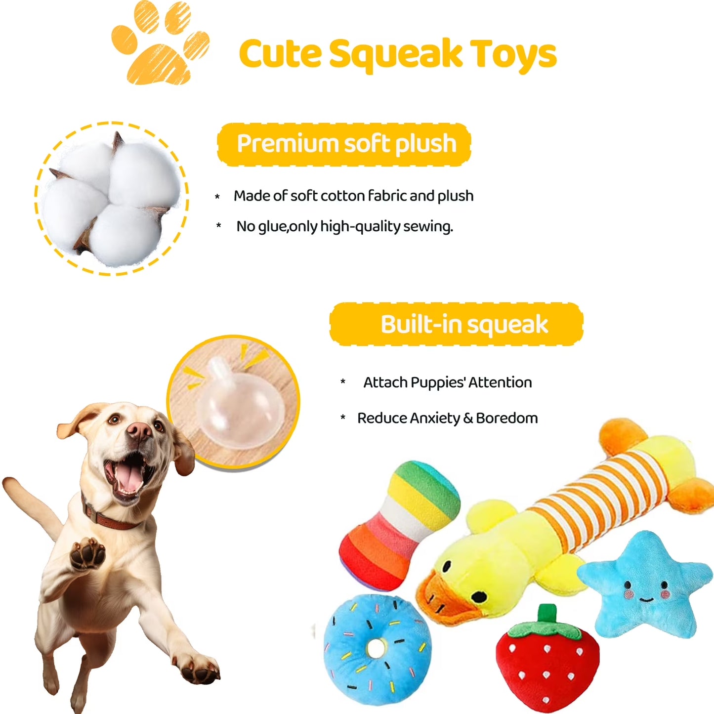 Dog Toys 23 Pack for Fun and Teeth Cleaning, Puppy Chew Toys Pack with Squeak Plush Toy,Squeaky Toy Balls,Tug of War and Rope Toys for Puppy to Small Dogs