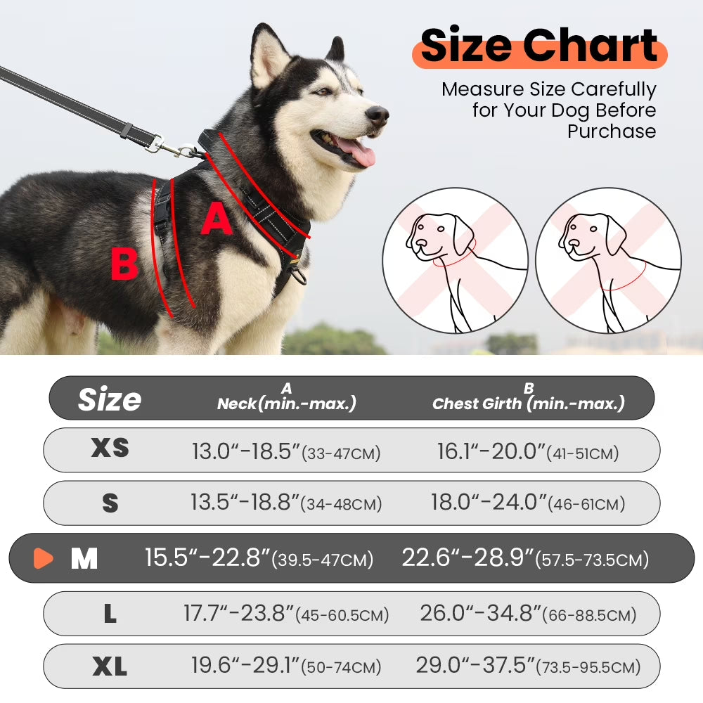 Reflective Dog Harness No Pull Dog Vest Harness with Handle, Breathable Padded Dog Chest Harness Adjustable for Medium Dog-Black M