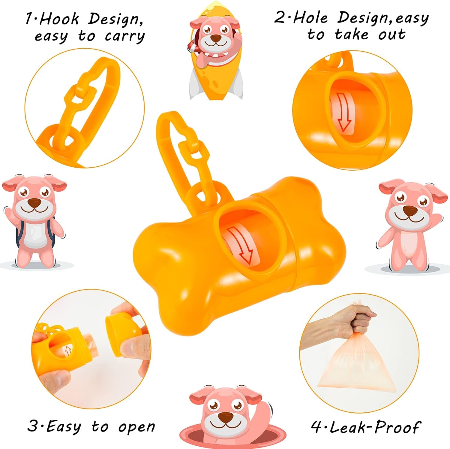 80 Pack Bone Shaped Poop Bag Dispenser Pet Waste Disposal Bag Dispenser (Random Color)