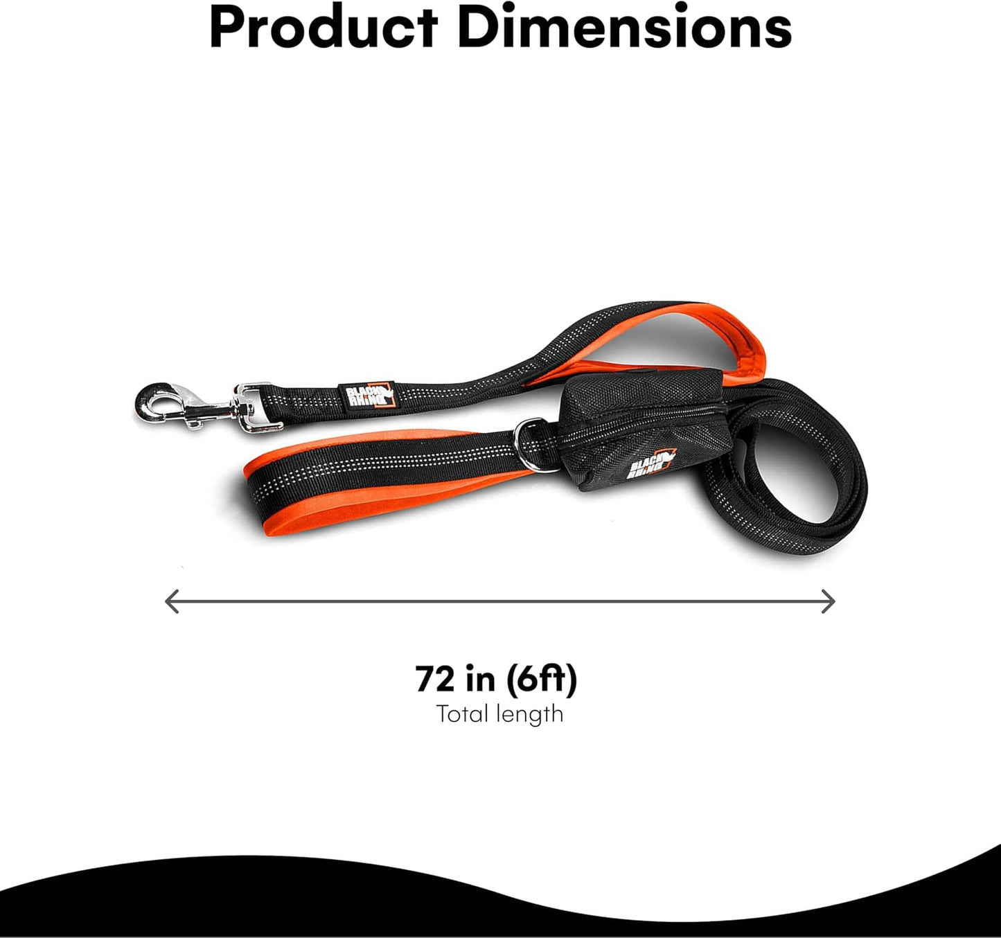 Heavy Duty Dog Leash for Medium and Large Dogs - 6 Ft Long Double Handle Leash with Padded Traffic Control Handles and Bag - Reflective, Durable, and Weather Resistant (Orange)