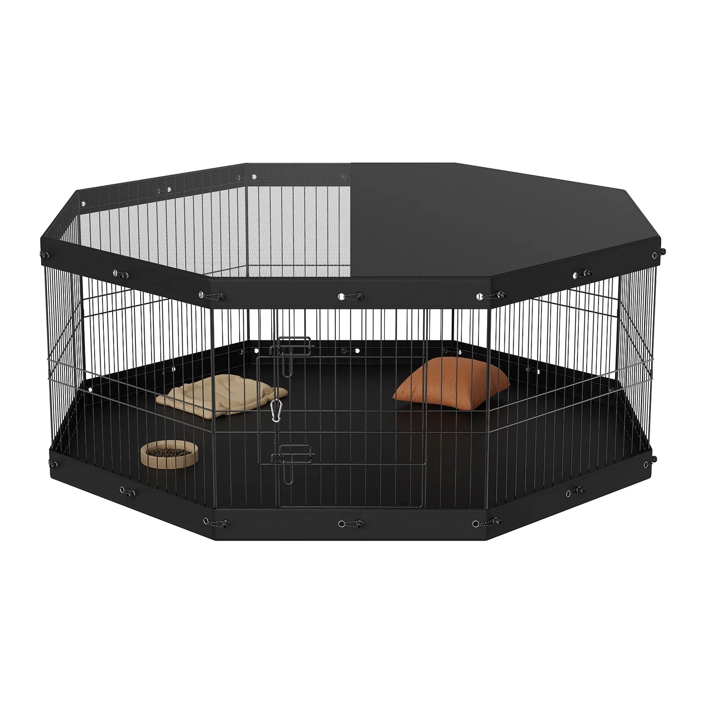 Dog Playpen 8 Panels Foldable Metal Dog Exercise Pen with Cover and Pad