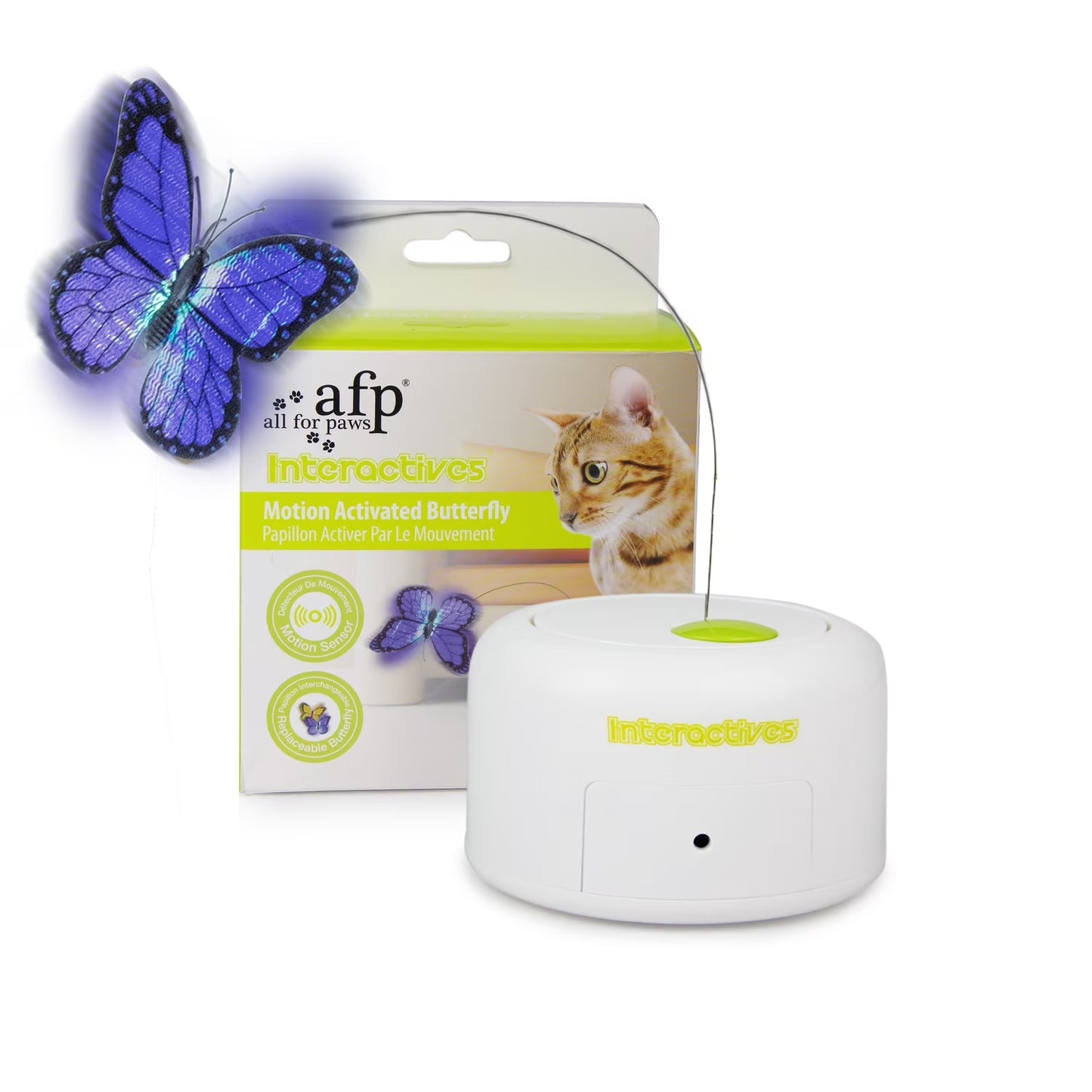 Interactive Cat Butterfly Toy with Motion Sensor, Kitty Flutter Bug Toy Includes One Butterfly Replacement