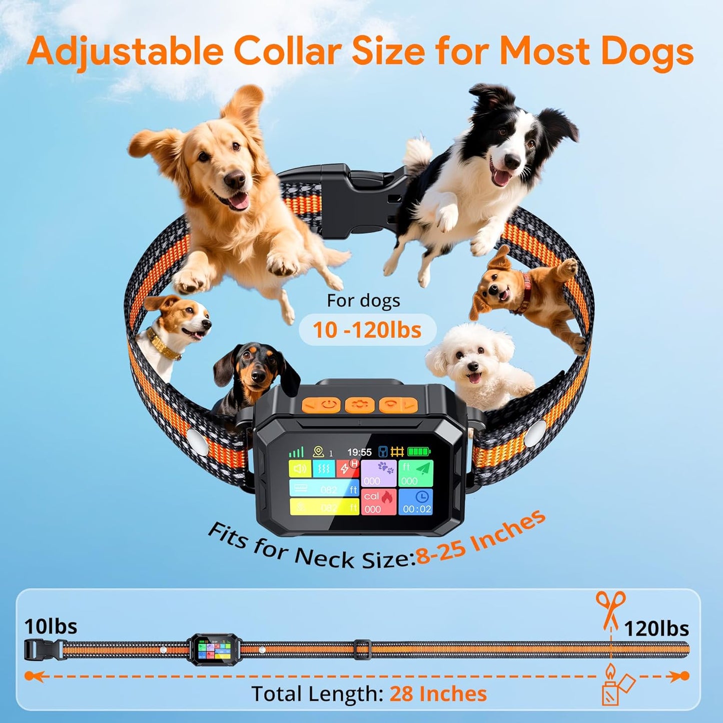 GPS Wireless Dog Fence &Training Collar with Remote, Free App, 82-7000Ft Electric Fence, 3 Training Modes, Waterproof LCD Collar for Dogs over 10Lbs, Outdoors