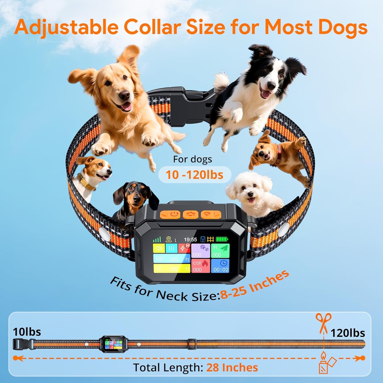 GPS Wireless Dog Fence &Training Collar with Remote, Free App, 82-7000Ft Electric Fence, 3 Training Modes, Waterproof LCD Collar for Dogs over 10Lbs, Outdoors