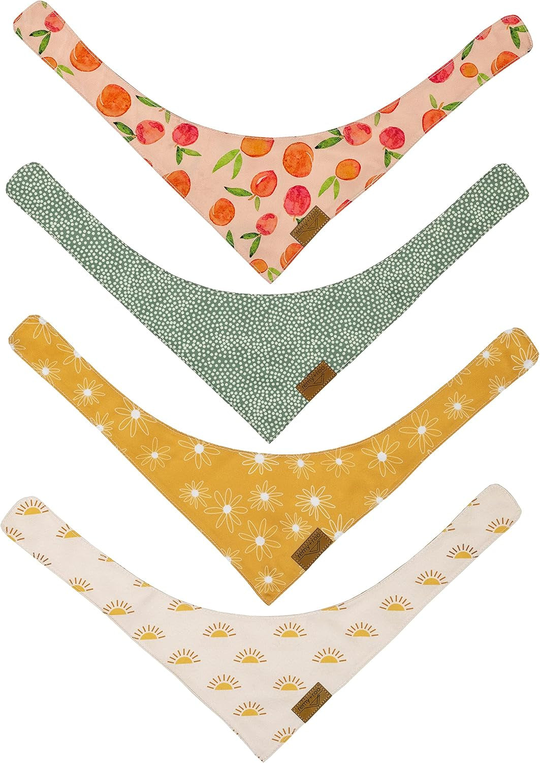 Extra Large Spring Dog Bandanas - 4 Pack Katherine Set | Premium Durable Adjustable Polyester Fabric Dog Scarfs | Patented Shape Girl Dog Bandana, Trendy Patterns, Floral Dog Bandana
